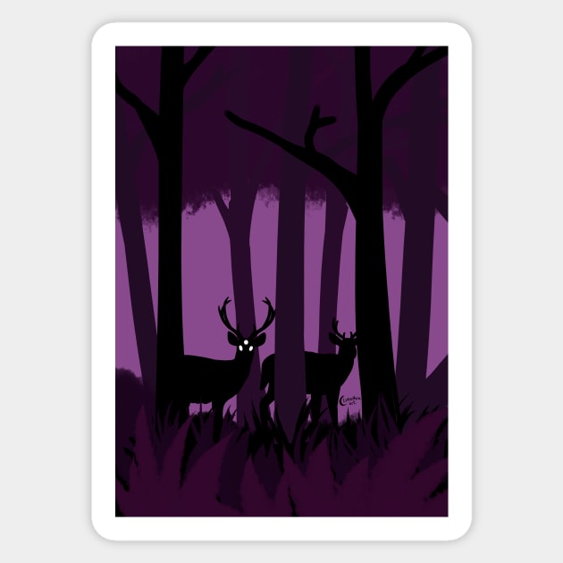 There's something in the woods - Deer? Sticker by LvnaMuraArt